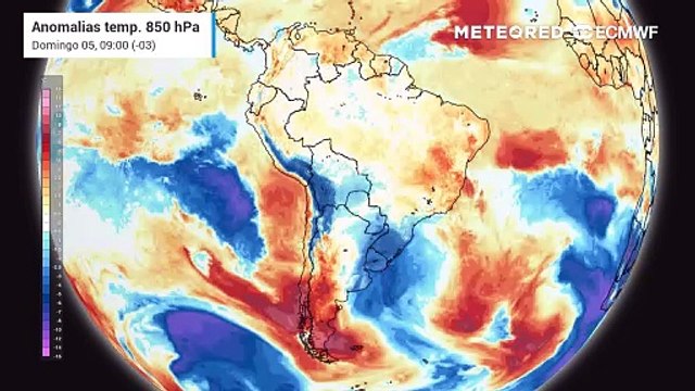 Anomalia de temperaturas em 850 hPa