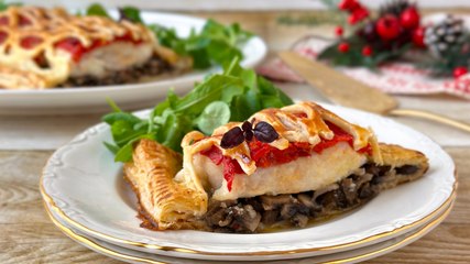 Hojaldre de merluza y pimiento asado - Cocina Fácil