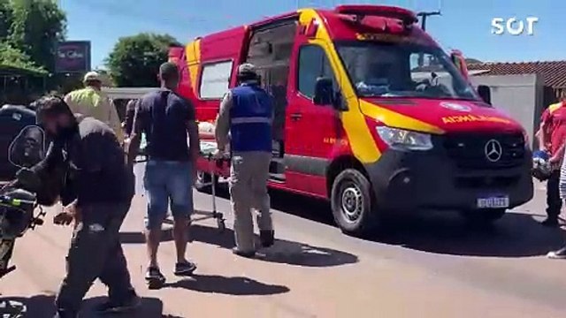 Motociclista sofre fratura na perna após colisão com caminhonete no Jardim Alvorada em Cascavel