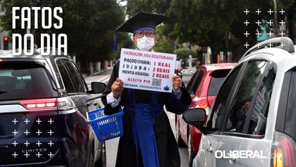 Rapaz usa beca para pedir ajuda no sinal para fazer pós-graduação em Belém