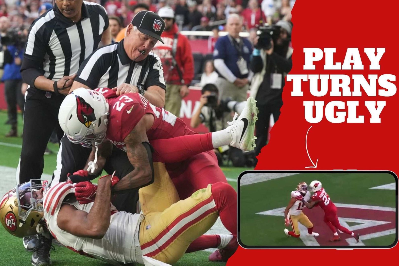 San Francisco 49ers and Arizona Cardinals players get into a nasty fight and get ejected