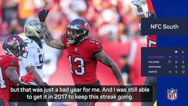 Evans matches Rice's 11 consecutive 1000-yard seasons on final play as Bucs make playoffs