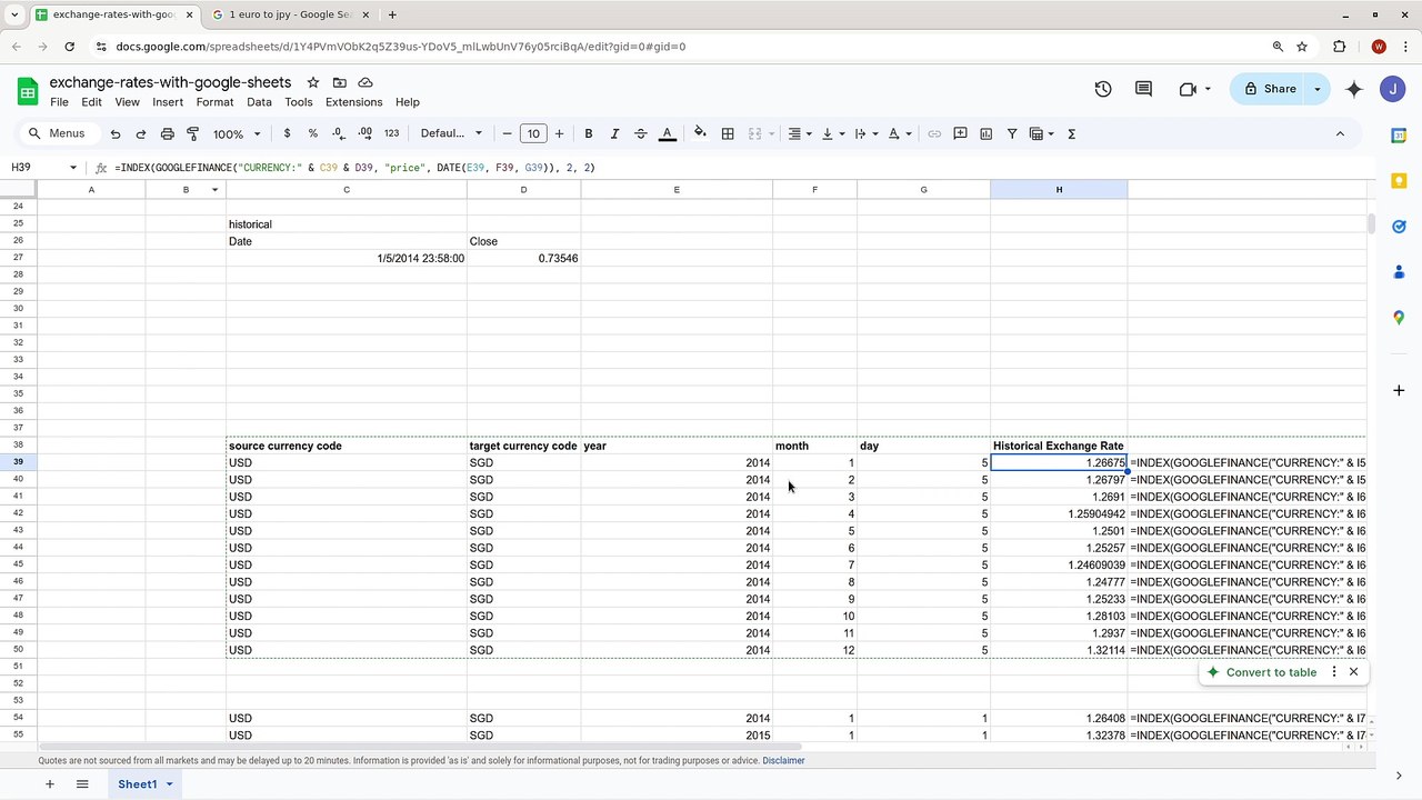 Currency Conversion in Google Sheets 🌐