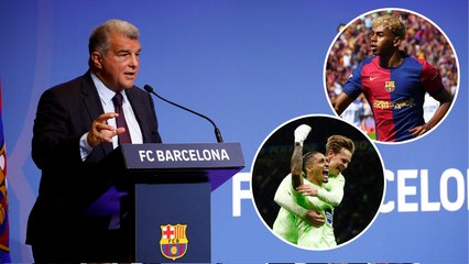 (VIDEO) El efusivo festejo de Joan Laporta tras la inscripción de Dani Olmo