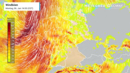 Achtung: Schwerer Sturm am Dreikönigstag - regional schwere Sturmböen, in den Hochlagen Orkanböen!