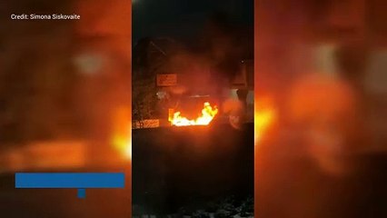 Car fire in Mill Way, Sittingbourne, caught on camera