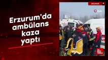 Erzurum'da kazada sıkışan sağlık çalışanını kurtarmak için seferber oldula