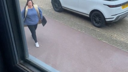 Girl screams as her friend jumps out from behind the rubbish bin