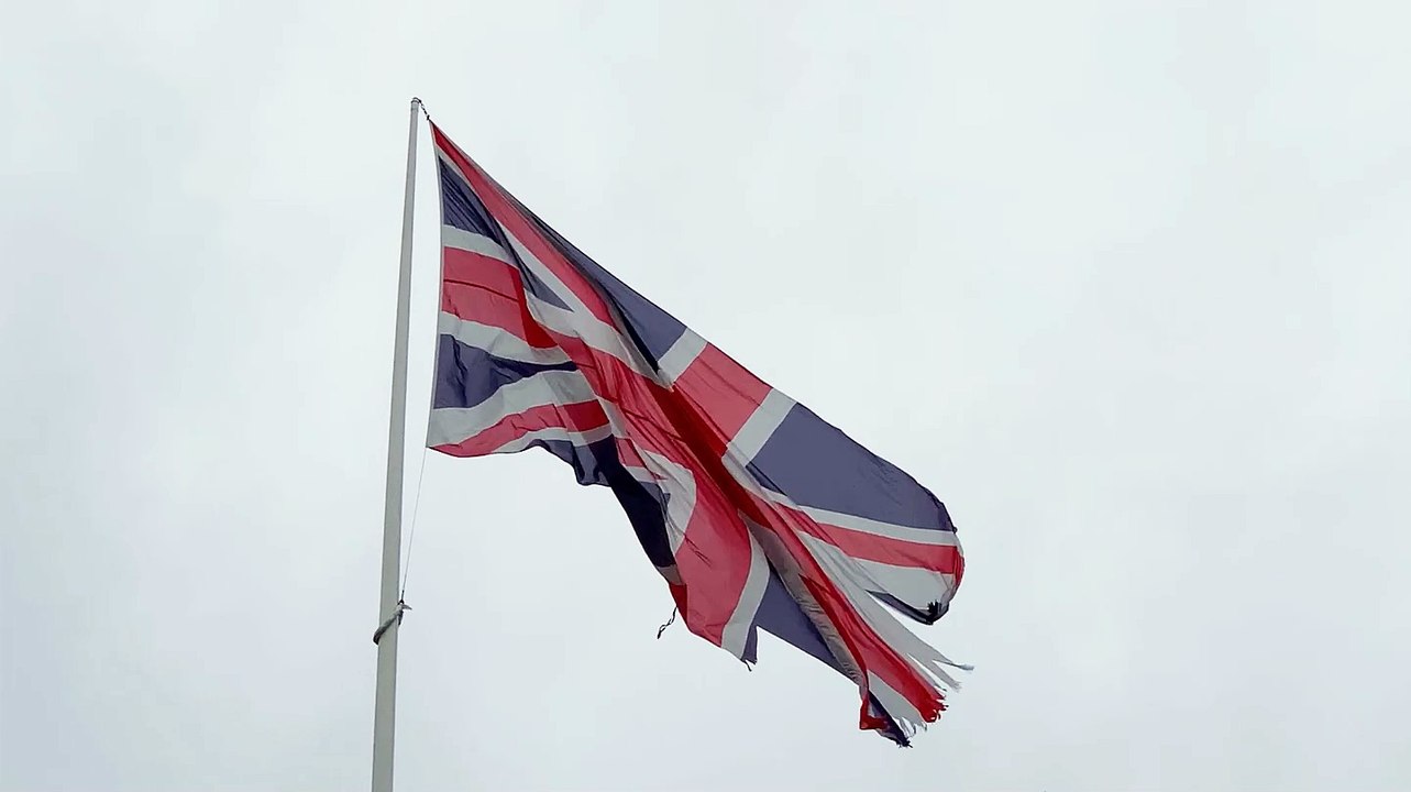 The Union Flag at Eastbourne Bandstand, East Sussex, has been damaged by high winds