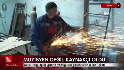 Sivas'ta geliştirdiği ilginç gitarla yaptığı ışık gösterisiyle dikkat çekti