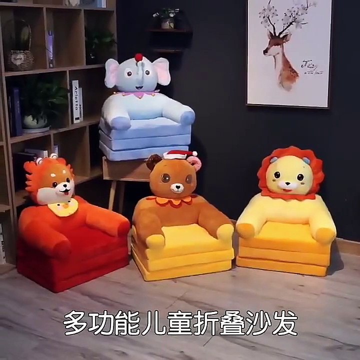Comfortable soft plush 3 into one animal doll sofa chair.
