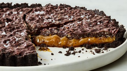 Our Caramel Crunch Tart Is A Chocolate & Caramel Fantasy