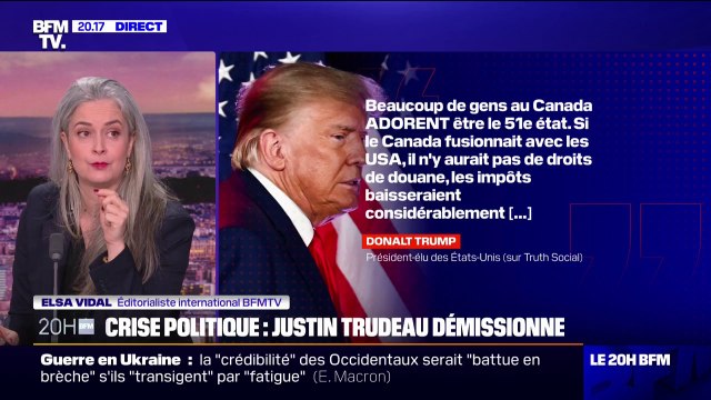 Donald Trump suggère au Canada de devenir le 51e État des États-Unis, après la démission de Justin Trudeau
