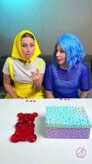 Giant vs Micro Gummy Bear Blind Food Challenge 😲