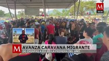 Primera caravana migrante del año avanza hacia Mapastepec, Chiapas