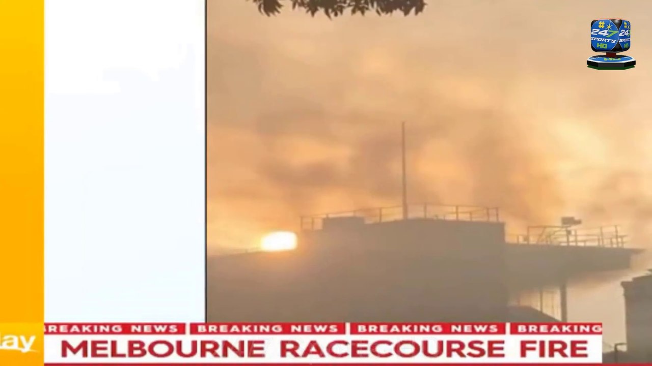 TRACK BLAZE HORROR: Much-loved 166-year-old racecourse erupts in flames as firefighters battle huge blaze in grandstand