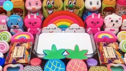 DIY Rainbow 🍍 pineapple Slime with Makeup & Glitter | ASMR