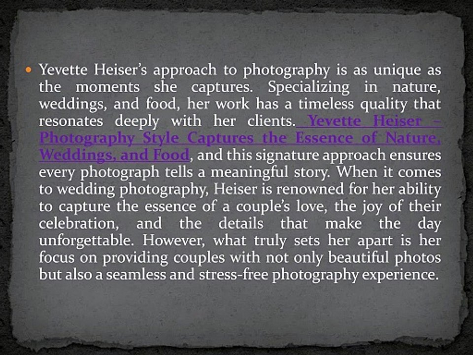 Yevette Heiser – Photography Guide: Essential Tips for Wedding Photography and Backup