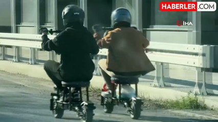 Tabureyle Elektrikli Scooter Kullanımı Trafikte Şaşkınlık Yarattı