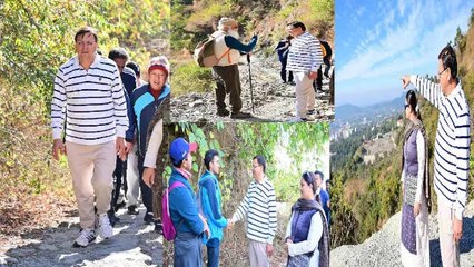 देहरादून-मसूरी ट्रैक मार्ग पर CM धामी ने परिवार के साथ की 5 KM पैदल ट्रैकिंग