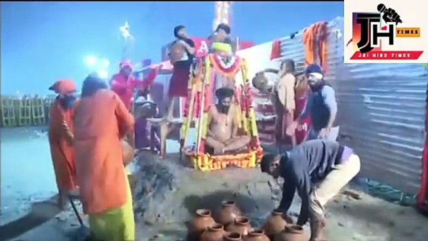 Mahakumbh 2025 | Prayagraj, Uttar Pradesh: Naga Sadhu Pramod Giri Maharaj performs 'Hatha Yoga' in the Mahakumbh Mela
