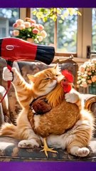 "Cat Bathes Chicken! 😱 | Hilarious Animal Moments"
