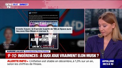 Ingérences d'Elon Musk: "Il utilise Twitter comme un véhicule idéologique (...) il définit l'agenda politique", estime Aurore Lalucq, eurodéputée Place Publique