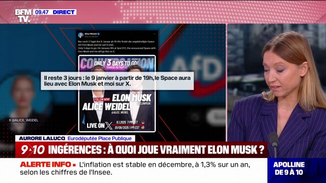 Ingérences d'Elon Musk: Il utilise Twitter comme un véhicule idéologique (...) il définit l'agenda politique , estime Aurore Lalucq, eurodéputée Place Publique