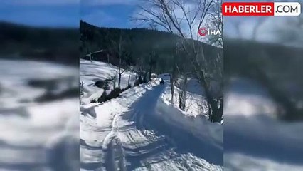 Kızakla Kayarken Uçan Genç Sosyal Medyada Fenomen Oldu