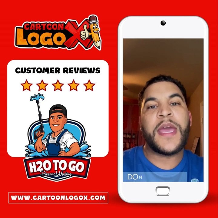 H2O To Go Temple, TX Based Pressure Washing Company Logo Design Review  - Cartoonlogox.com Success Story