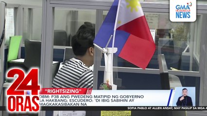 DBM - P3B ang pwedeng matipid ng gobyerno sa "rightsizing"; Escudero: 'di ibig sabihin ay makakasibakan na | 24 Oras