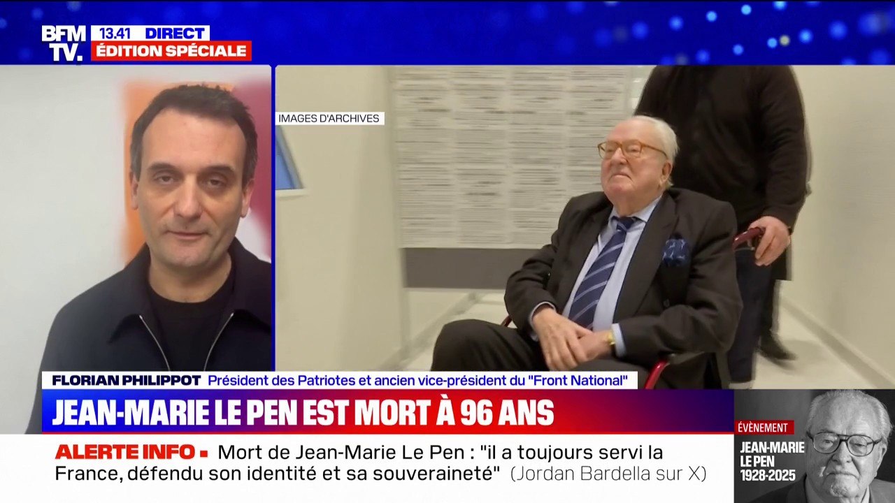 Mort de Jean-Marie Le Pen: "Je rends hommage à une figure de la vie politique française", assure Florian Philippot (ancien vice-président du "Front national")