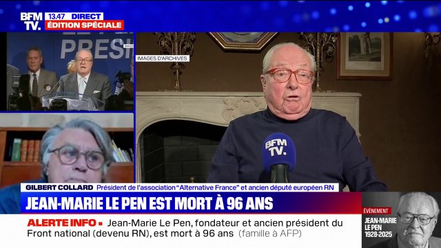 Mort de Jean-Marie Le Pen: Gilbert Collard, ancien député européen RN, salue un des derniers grands hommes politiques