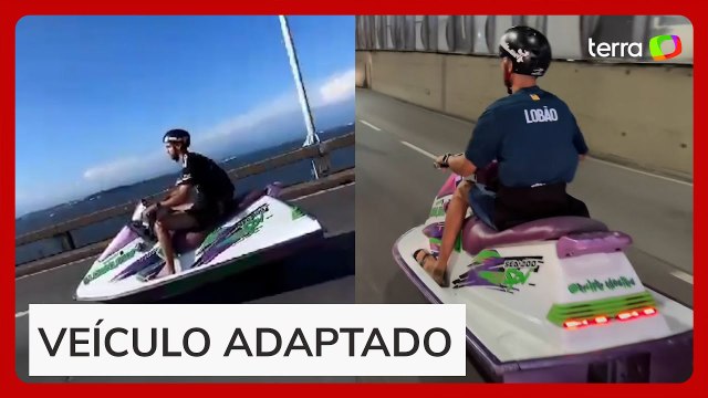 Motociclista é flagrado andando de 'jet ski' na Ponte Rio-Niterói