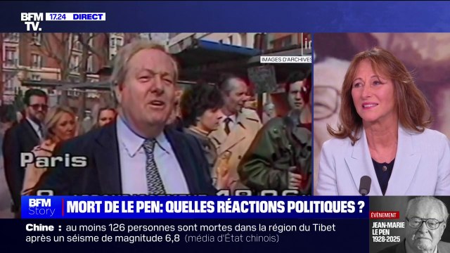 Mort de Jean-Marie Le Pen: On ne peut pas rendre hommage à quelqu'un qui a été condamné pour négationnisme , affirme Ségolène Royal