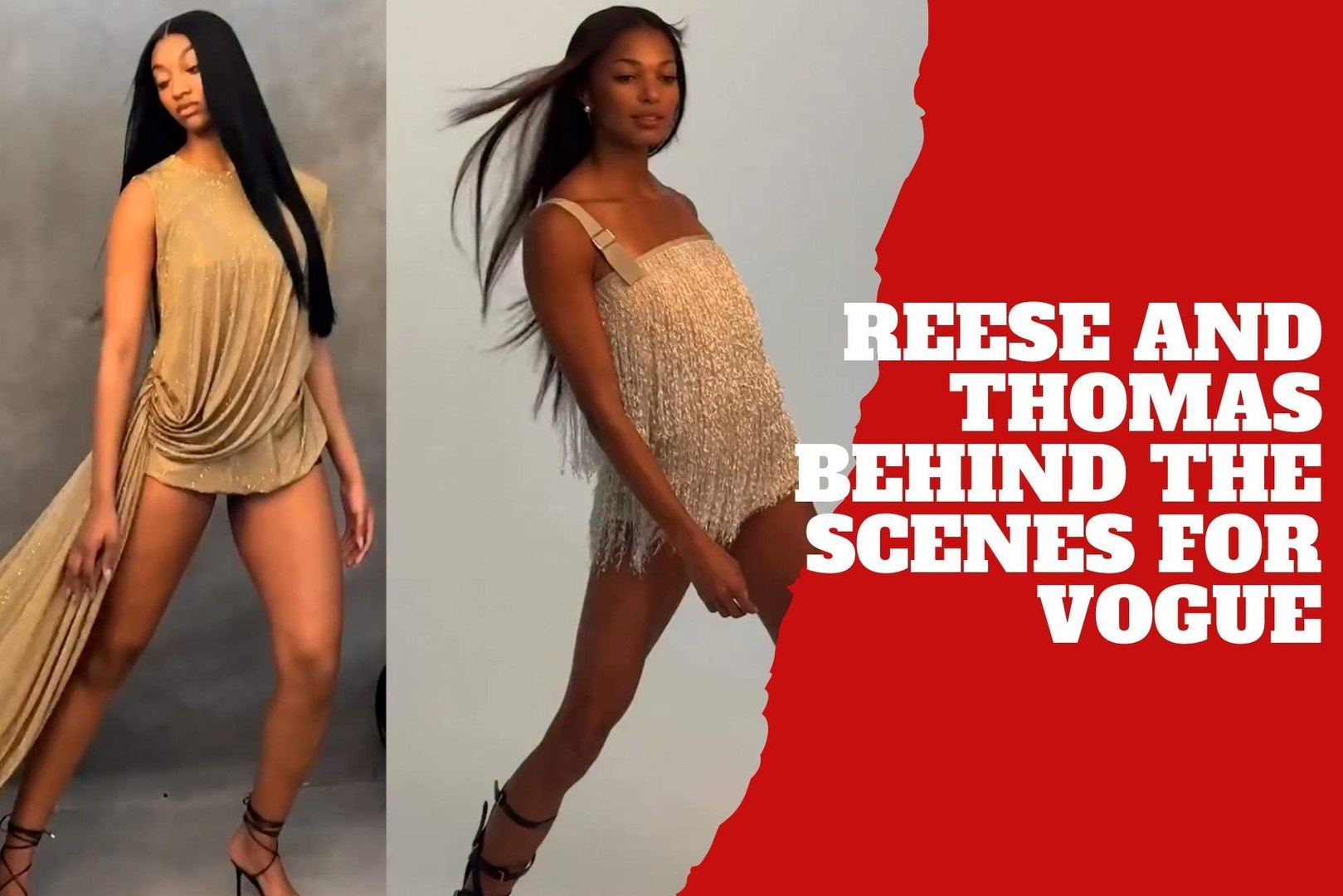 Angel Reese and Gabby Thomas behind the scenes on the cover of Vogue