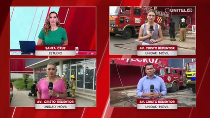 Controlan incendio en una importadora al norte de Santa Cruz; un bombero fue afectado por el humo