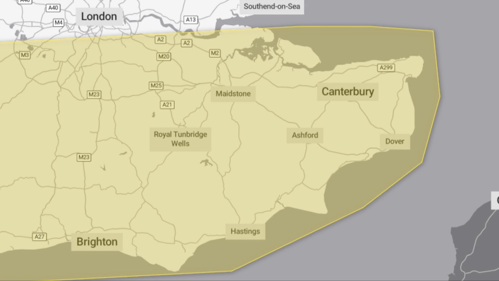 Yellow weather warning issued for all of Kent
