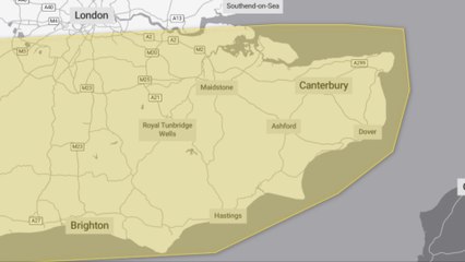 Yellow weather warning issued for all of Kent