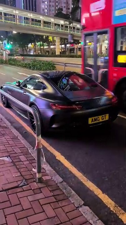 Late at night in Wan Chai, I came across a black warrior matte black #Mercedes-Benz amggt, even the license plate is #performance car