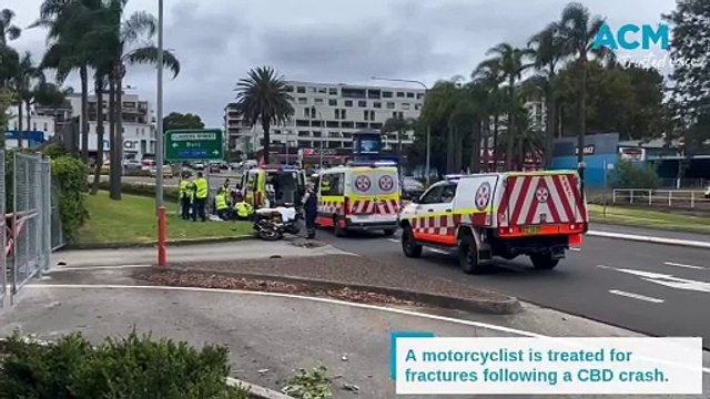 A motorcyclist is treated following a CBD crash in Wollongong/Illawarra Mercury/ January 8, 2025
