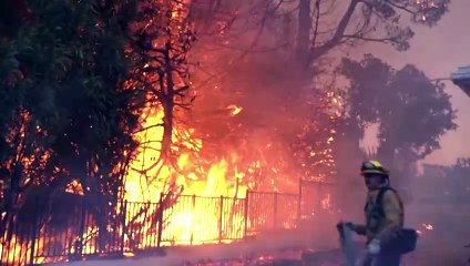 "Let's get out of here": Wildfire burns Los Angeles suburb