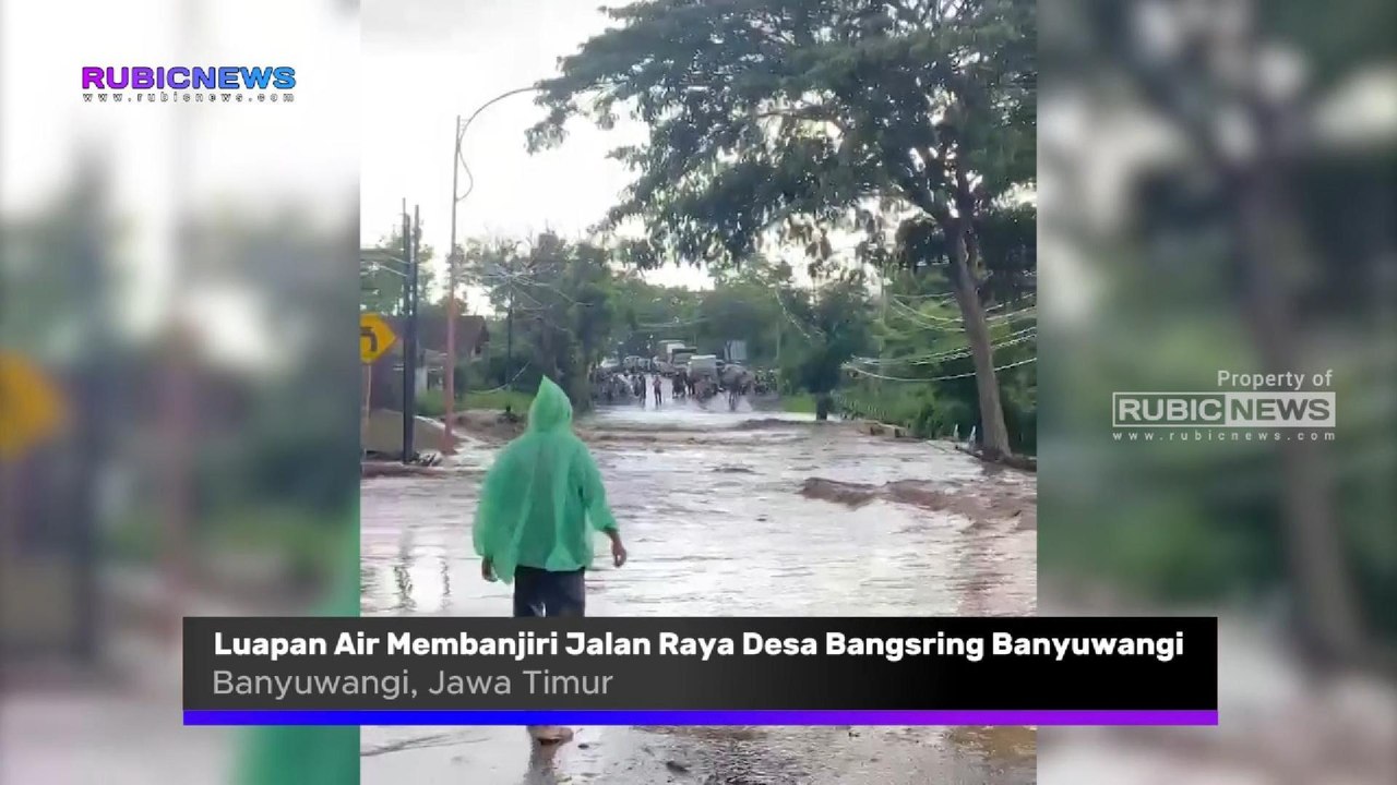 Pengendara Terpaksa Berhenti Akibat Luapan Air Membanjiri Jalan Raya Desa Bangsring Banyuwangi, Seperti Ini Kondisinya