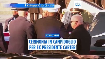 Ex presidente Usa Jimmy Carter onorato in una cerimonia in Campidoglio a Washington: l'elogio di Kamala Harris
