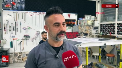 Edirne'de kaporta ustası araçları doktor kıyafeti giyerek tamir ediyor