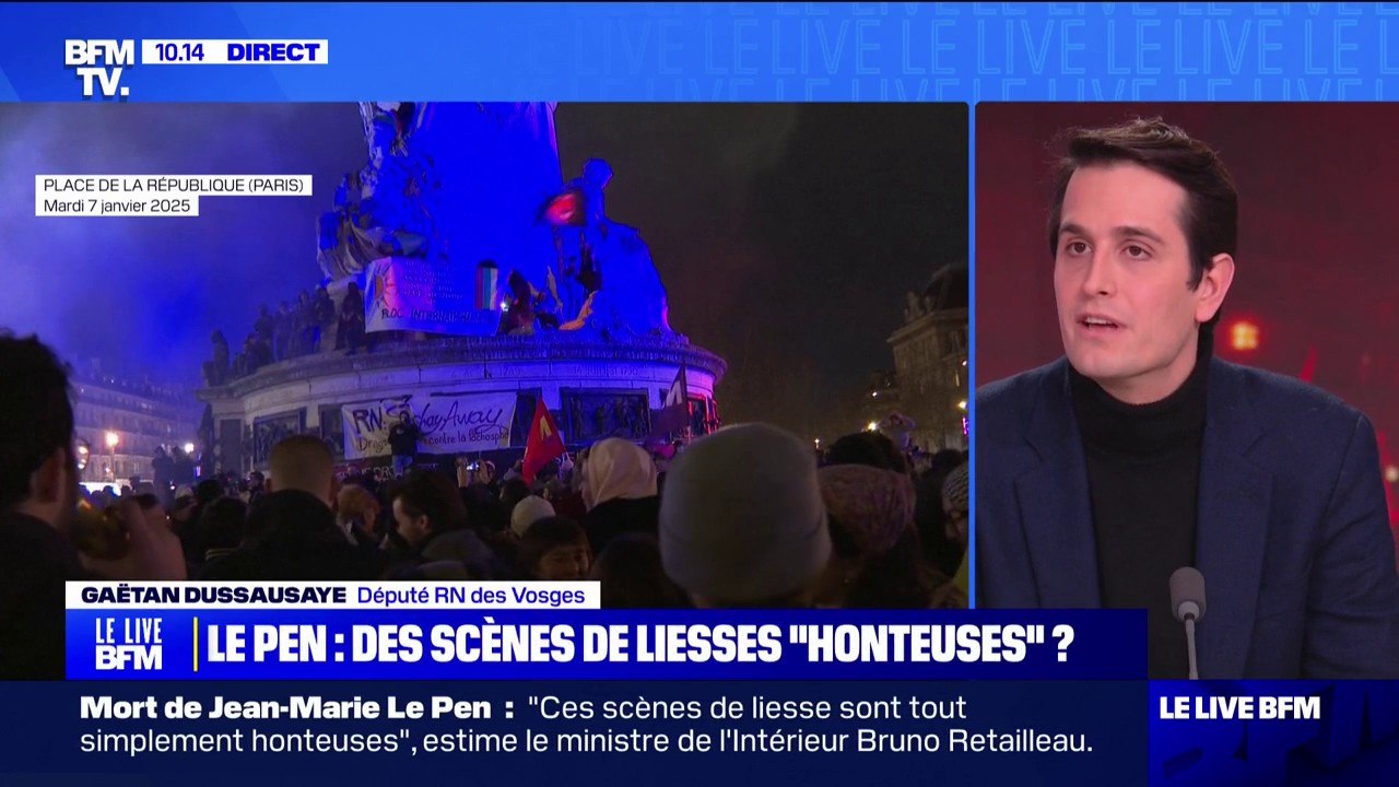 Rassemblement pour célébrer la mort de Jean-Marie Le Pen: "Le comportement est odieux", estime Gaëtan Dussausaye (RN)