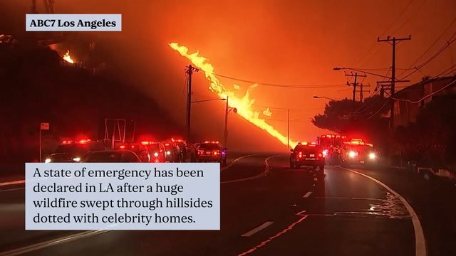 California wildfires: State of emergency declared in Los Angeles and 30,000 evacuated as huge blaze rips through celebrity neighbourhood