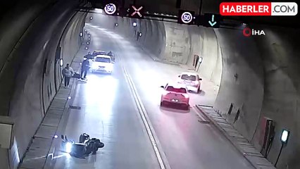 Amasya'da Motosiklet Tünelde Devrildi