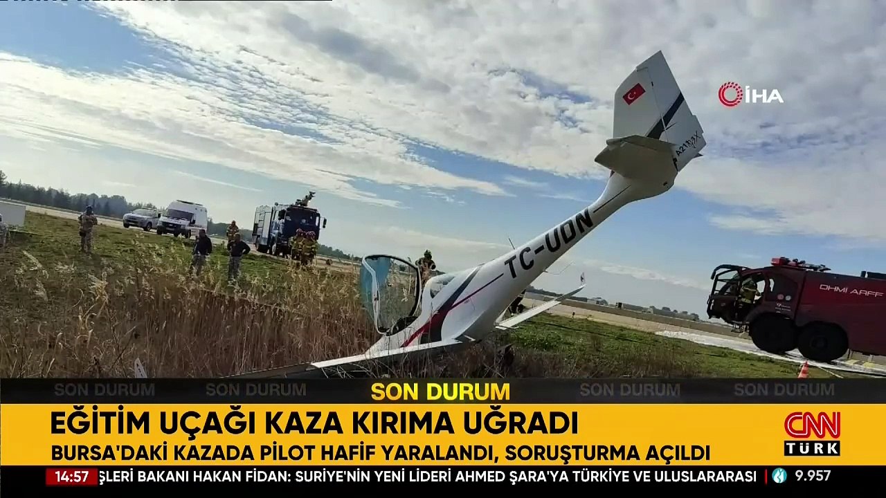 SON DAKİKA! Bursa’da pistten çıkan eğitim uçağının pilotu yaralandı | Video Haber