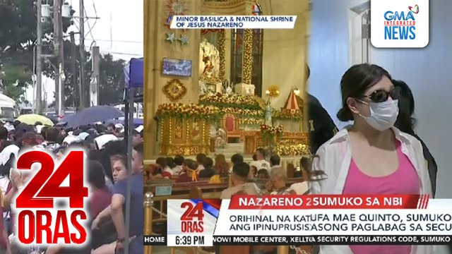 24 Oras: (Part 1) Mga debotong magpapalipas ng magdamag sa Quirino Grandstand bago ang Traslacion bukas; paalala ng Quiapo church sa mga deboto; Rufa Mae Quinto, sumuko sa NBI; record-high na rice importation, atbp.